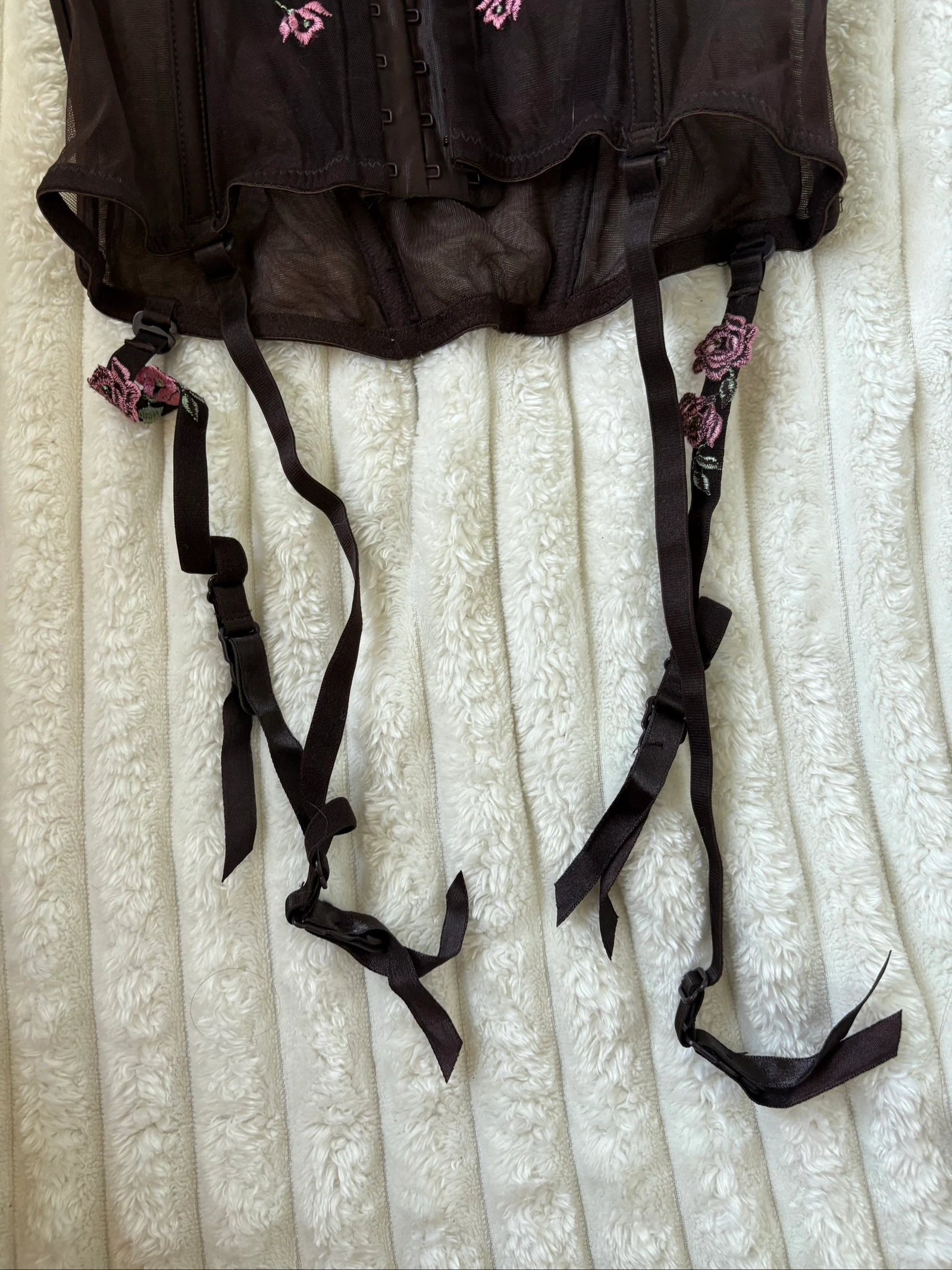 Bustier guêpière con portejarretes para mujer, estilo vintage con bordado de flores – photo 11